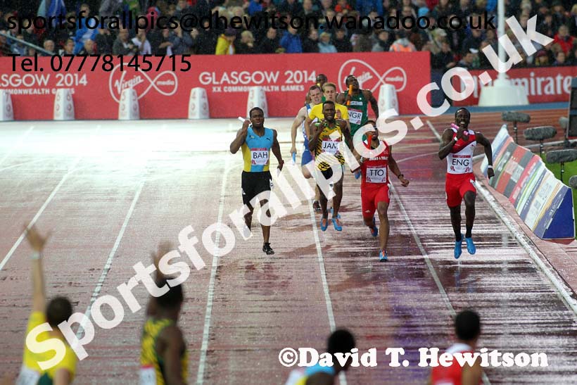 Mens 4 x 400 metres at the Commonwealth Games, Glasgow. Photo: David T. Hewitson/Sports for All Pics